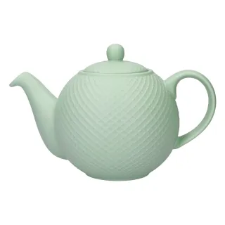 【LondonPottery】Globe陶製茶壺 格紋綠900ml(泡茶 下午茶 茶具)