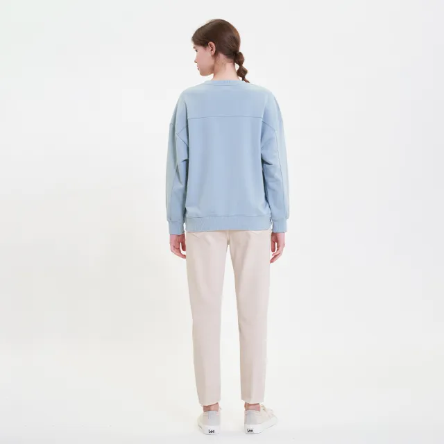 【Lee】女裝 長袖厚T / 胸前剪接 小LOGO 灰湖綠 季節性版型(LL220442745)