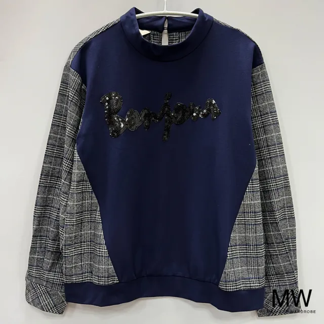 【MAGIQUE WARDROBE】拼接亮片格紋上衣(2色)