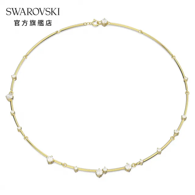 【SWAROVSKI 官方直營】Constella 項鏈 混合圓形切割  白色  鍍金色色調 交換禮物