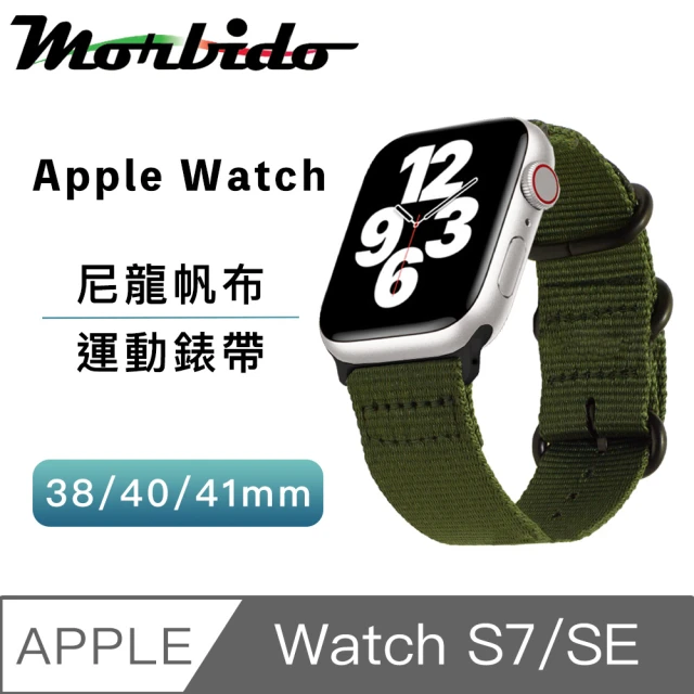 【蒙彼多】Apple Watch S7/SE 38/40/41mm運動尼龍帆布錶帶