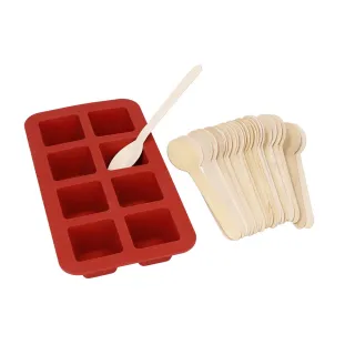 【LaCafetiere】8格矽膠巧克力模+點心匙24入  / 點心模具