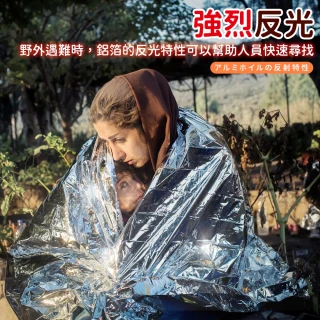 戶外鋁箔急救毯 2入(鋁箔救生毯 鋁箔毯 應急毯 野外求生 露營保暖 地震救援毯)