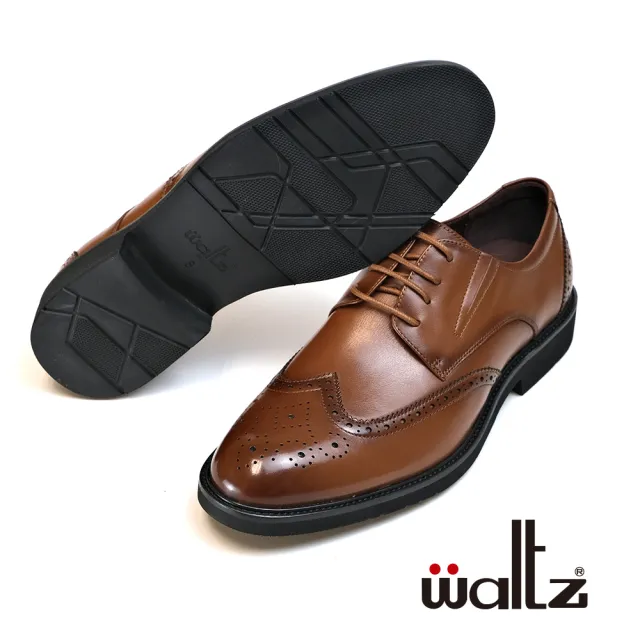 【Waltz】職人巧思 經典雕花 側V綁帶 紳士鞋皮鞋(612113-06 華爾滋皮鞋)