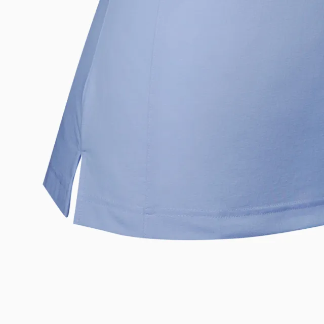 【PING】女款異素材剪接高彈性短袖POLO衫-灰藍(吸濕排汗/日本素材/GOLF/高爾夫球衫/RA22106-83)