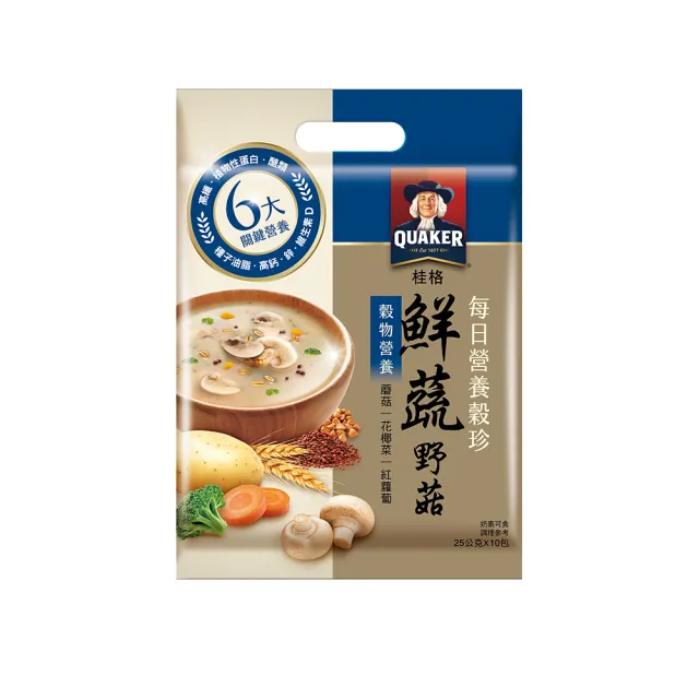 【QUAKER 桂格】每日營養穀珍麥片口味任選(黑穀珍寶/杏仁蓮子/穀麥全餐-無糖/核桃堅果-無糖/鮮蔬野菇)