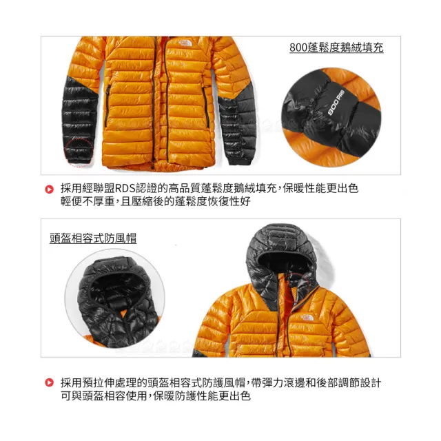 【The North Face】女 Summit Perex 連帽羽絨外套《黃/黑》3SPS/羽絨衣/保暖外套(悠遊山水)