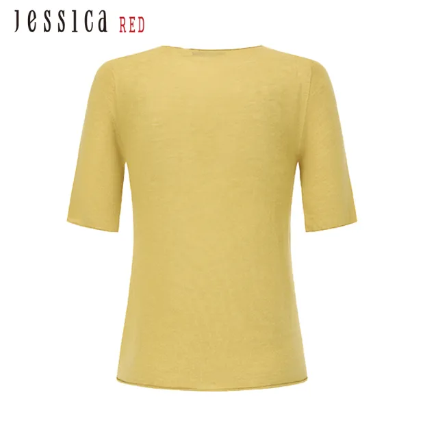 【Jessica Red】氣質百搭舒適圓領短袖針織衫82415C（黃）