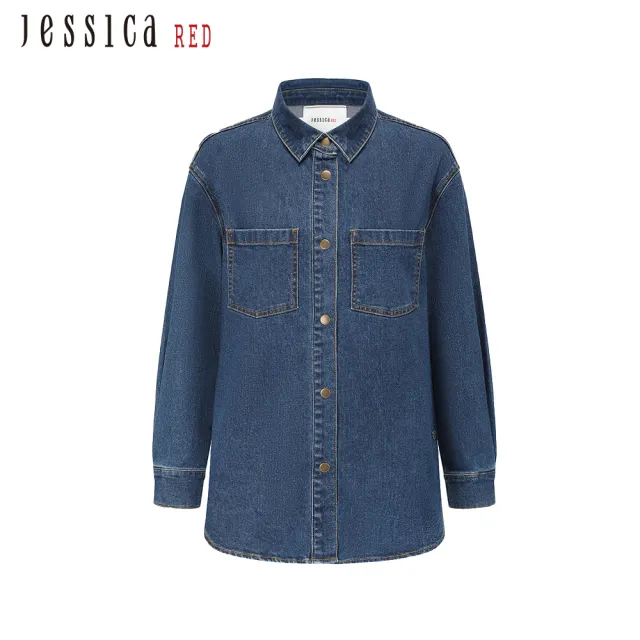【Jessica Red】休閒百搭舒適柔軟牛仔襯衫824231