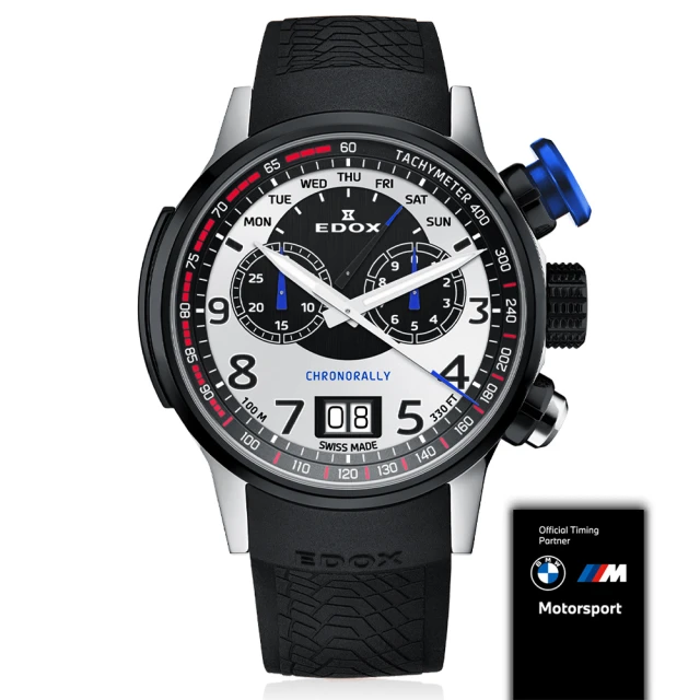 【EDOX 伊度】限量賽車錶 BMW M MOTOSPORT  賽車計時石英錶/48mm(E38001.TINNBU.BN)