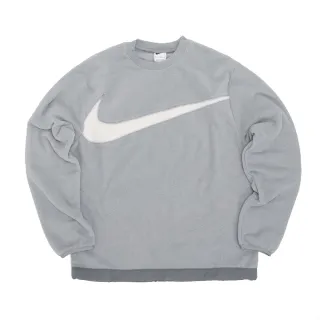 【NIKE 耐吉】長袖 Club+ Fleece 大勾 衛衣 大學T 灰 白 男女款 搖粒絨 上衣 保暖(DQ4895-073)