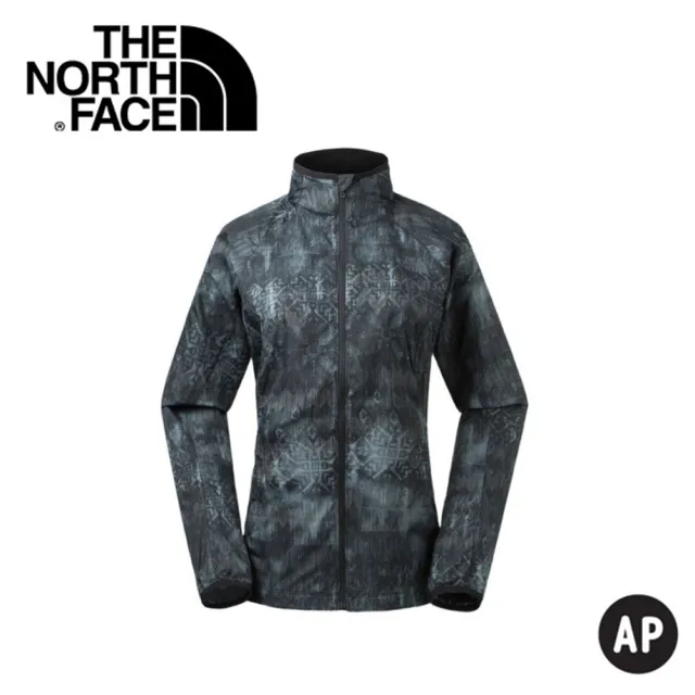 【The North Face】女 防風防潑水外套《黑色印花》3GEJ/防潑水/印花/外套/風衣/休閒(悠遊山水)