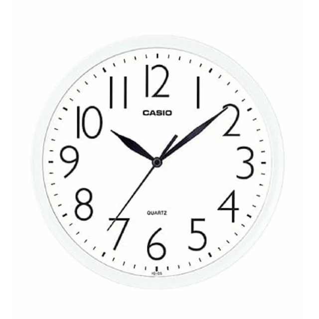 【CASIO 卡西歐】清晰大數字顯示典藏圓形掛鐘-白(IQ-05-7)