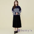 【betty’s 貝蒂思】百搭條紋開襟毛衣針織衫(深藍)