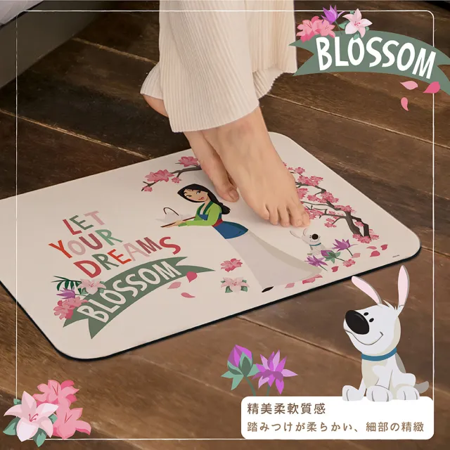 【SONA森那家居】Disney 迪士尼 公主系列 珪藻土 吸水 地墊 防潮(60x40x0.5cm)