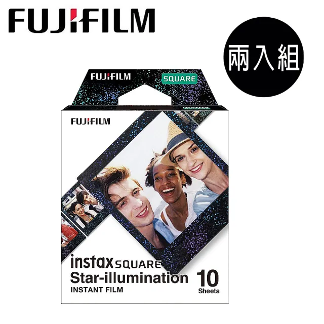 【FUJIFILM 富士】拍立得底片-黑邊流沙方型 BLACK STAR(2入組)