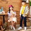 【KANGOL】韓國-KIDS 三色拼接立領防風外套-紫棕色(W22AJ003AZ)