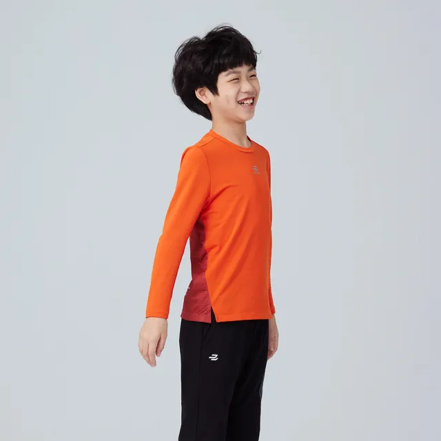 【BATIS 巴帝斯】異材質拼接長袖上衣 - 男童 - 三色(吸濕排汗、高彈力)