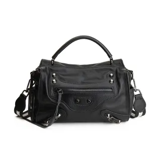 【MOROM】交換禮物 真皮新穎機車側肩包(共二色)