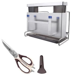 【PUSH!】廚房用品 304不銹鋼刀具收納架 壁掛式免打孔刀具架 菜刀筷子籠鍋蓋砧板收納架(刀具架 剪刀組合)