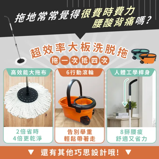 【TSL 新潮流】TSL-266新潮流洗脫拖大板旋轉獨立桶拖把(一桶一桿二布-綠色-附洗碗精X1)