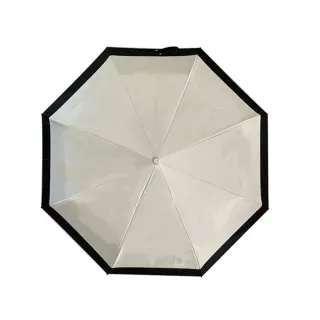 【KISSDIAMOND】日系優雅拼接雙色全動黑膠動傘-白底黑邊(KDU-515/白底黑邊)