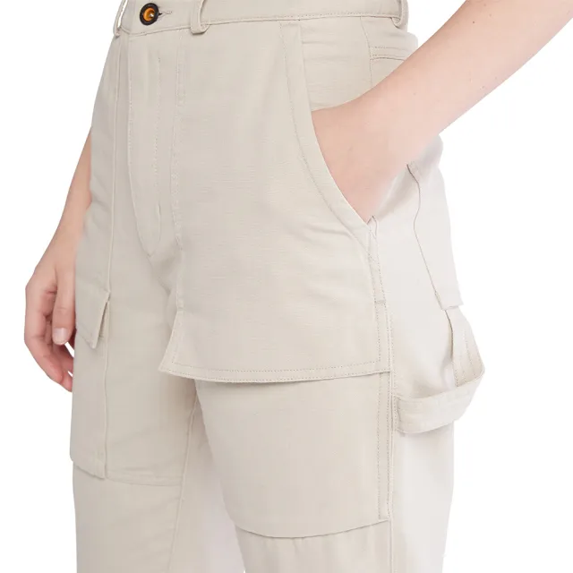 【Timberland】女款島嶼化石灰有機棉Progressive Utility休閒褲(A5WYSCY2)