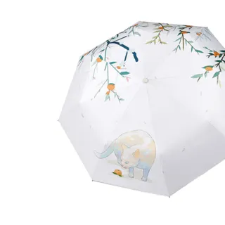 【KISSDIAMOND】和風貓繪全自動黑膠晴雨傘-夏天(KDU-383/夏天)
