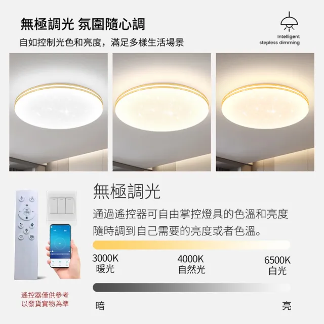 【Ligk萊客】LED吸頂燈 APP滿天星吸頂燈（50CM遙控+手機APP三色調光80W）(吸頂燈/臥室燈/客廳燈)