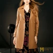 【MON’S】名媛時尚風衣款長版綿羊皮外套(100%綿羊皮)
