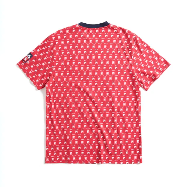【EDWIN】x FILA聯名 男女裝 經典主義滿版聯名LOGO印花短袖T恤(紅色)