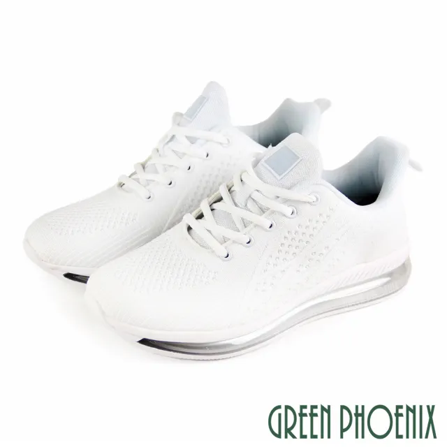 【GREEN PHOENIX 波兒德】★男款全氣墊彈力吸震綁帶運動休閒鞋/小白鞋/全黑工作鞋(白色、黑色)