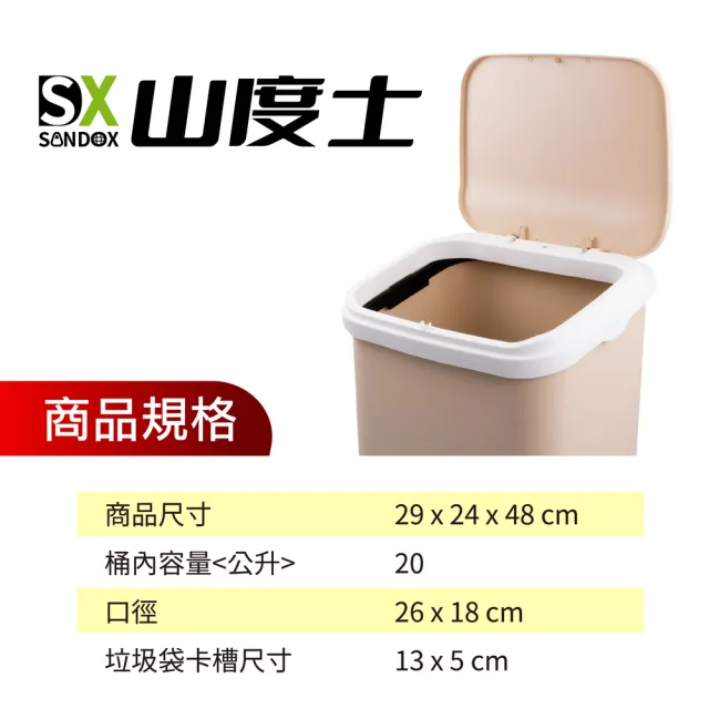 【Sandox 山度士】1大2小超值下殺 自動抽換袋20L+12L按壓彈蓋式垃圾桶(按壓彈蓋式垃圾桶)