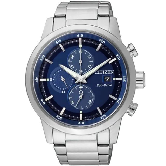【CITIZEN 星辰】時尚光動能計時腕錶/藍面41mm(CA0610-52L)