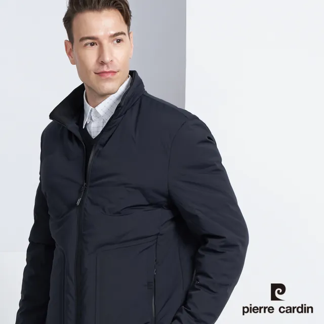 【pierre cardin 皮爾卡登】商務休閒 男款 都會立領保暖羽絨外套-丈青色(5225771-38)