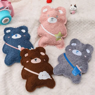 【Dagebeno荷生活】熊熊背包包毛絨熱水袋 PVC注水式隨身攜帶暖手寶(2入)