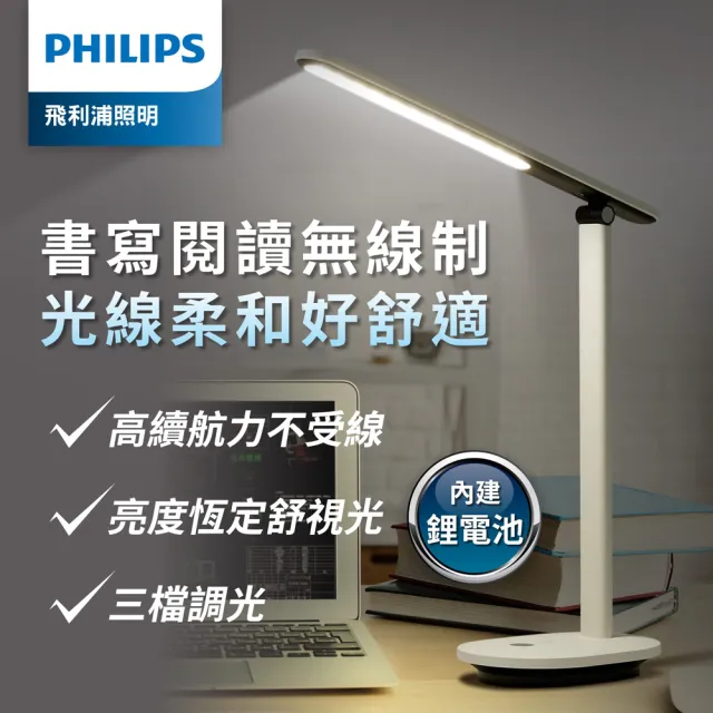 【Philips 飛利浦】66142 酷雅 超長續航版 全光譜讀寫檯燈(PD048)