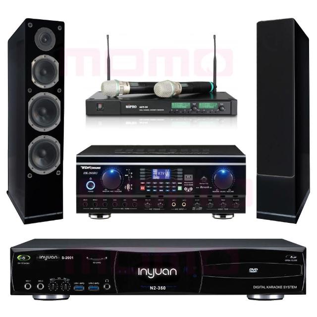 【音圓】S-2001 N2-350+TDF HK-260RU+ACT-35B+AS-168 黑(點歌機4TB+擴大機+無線麥克風+喇叭)