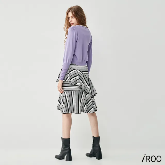 【iROO】條紋中長魚尾裙