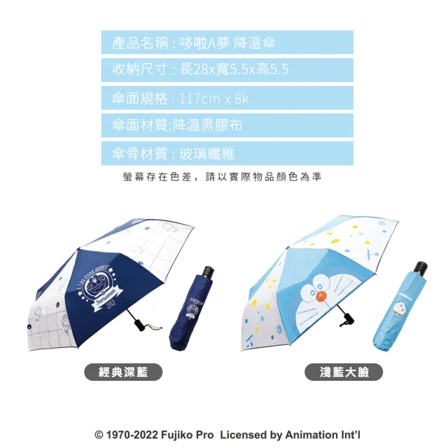 【SONA森那家居】Doraemon 哆啦a夢 經典系列 雨傘 降溫傘 晴雨兩用 任選 正版授權 小叮噹(28x5.5x5.5cm)
