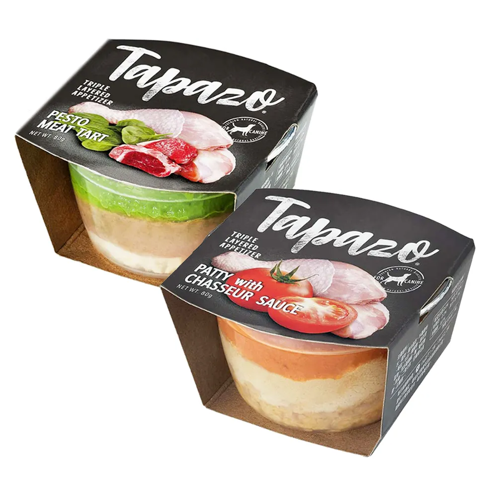 【TAPAZO 特百滋】5入組-狗狗開胃三層杯 80g*5(主食/全齡犬/寵物罐頭)