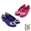 【DN】跟鞋_MIT時尚全真皮尖頭金屬飾扣低跟鞋(藍)