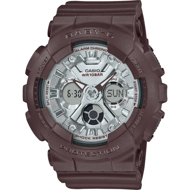 【CASIO 卡西歐】BABY-G 黑巧克力雙顯手錶 送禮 禮物 推薦(BA-130SW-5A)