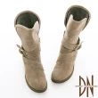 【DN】短靴_真皮牛麂皮2WAY魅力設計反折中筒靴(灰綠)
