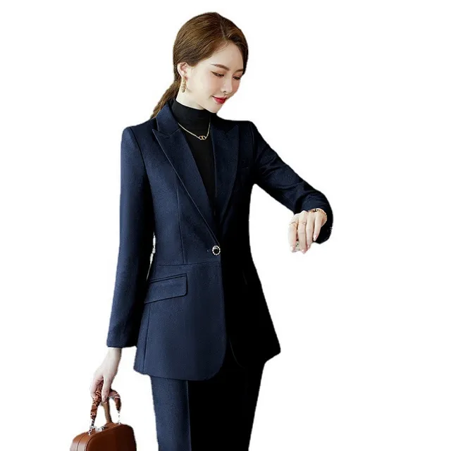 【巴黎精品】現貨+預購 西裝套裝兩件套(一粒扣外套長褲秋冬女西服5色p1al70)