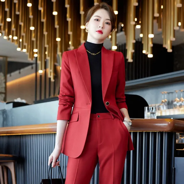 【巴黎精品】現貨+預購 西裝套裝兩件套(一粒扣外套長褲秋冬女西服5色p1al70)