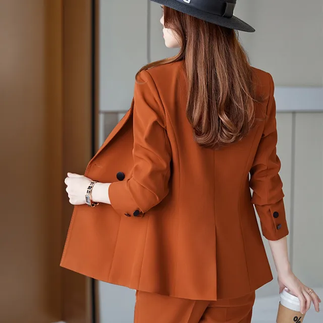 【巴黎精品】現貨+預購 西裝套裝兩件套(外套長褲秋冬休閒女西服2色p1al68)