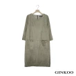 【GINKOO 俊克】前口袋麂皮洋裝