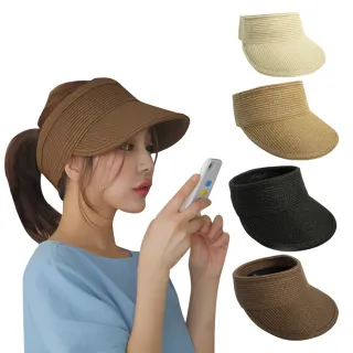 【QIDINA】時尚百搭韓版編織草編空頂遮陽帽-G(棒球帽 防曬帽子女 鴨舌帽 草帽 漁夫帽女)