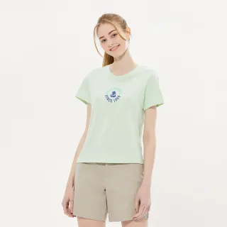 【Hang Ten】女裝-COMFORT FIT BCI純棉加州熊主題印花短袖T恤(淺綠)